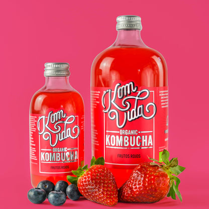 Té kombucha. Komvida. Kit sabor Frutos rojos. 6 botellas de 750 ml. Envío en frío.