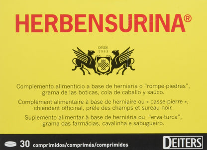 DEITERS - Herbensurina Tratamiento Cálculos Renales, Cápsulas para Prevención, Rompe-piedras, Natural, Caja 30 Comprimidos