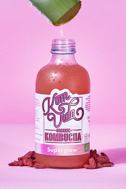 Té kombucha. Komvida. Kit sabor Superglow. 12 botellas de 250 ml. Envío en frío.