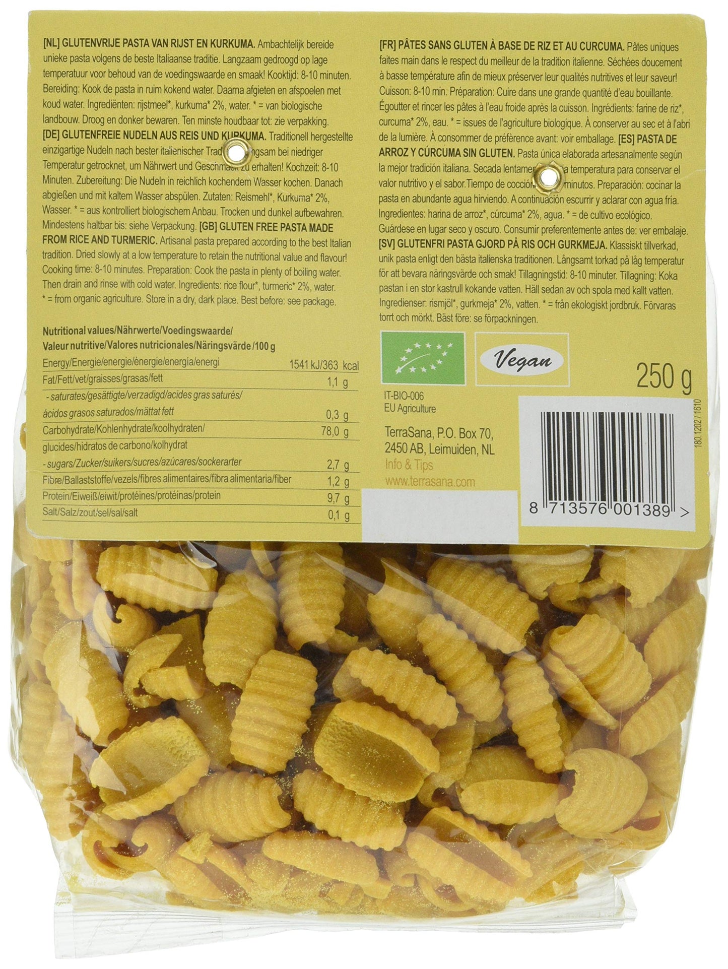 Terrasana Gnocchetti Curcuma De Arroz Y Curcuma, Glutenfree 250 G 250 ml