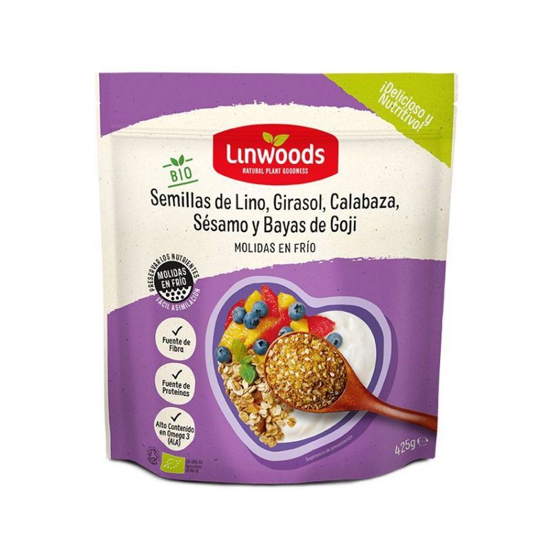 Semillas de Lino, Girasol, Calabaza, Chía y Bayas de Goji Molidas Bio 425 g