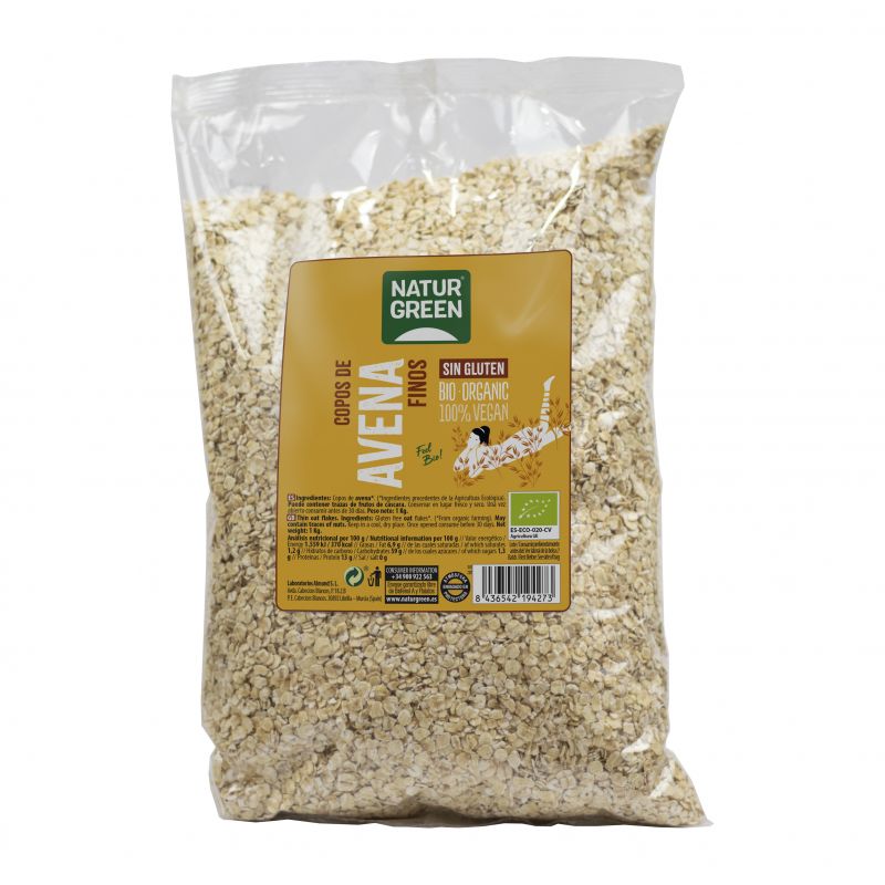 Copos de Avena Finos sin Gluten Bio 1 Kg
