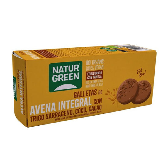 Galleta de Avena Integral con Trigo Sarraceno, Coco y Cacao Bio 140 G