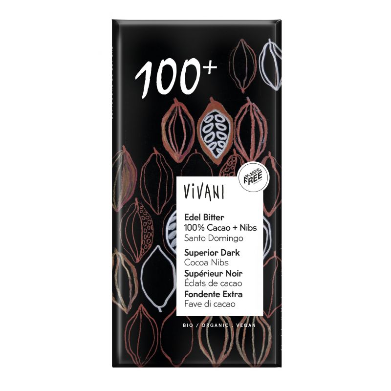 Chocolate Negro Superior 100% Cacao Nibs