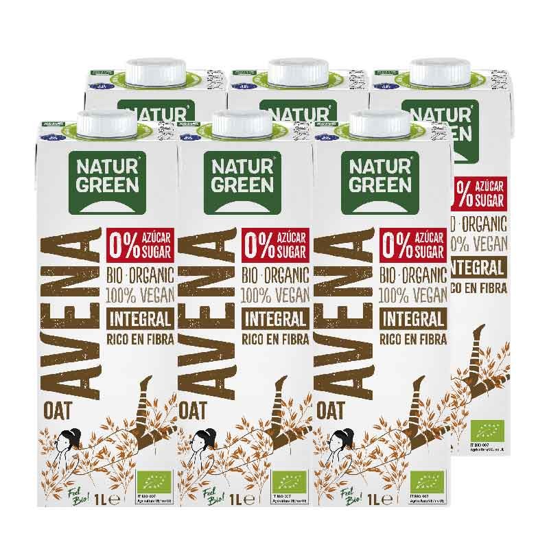 Bebida de avena integral 0% Azucar Bio 6x1L NaturGreen