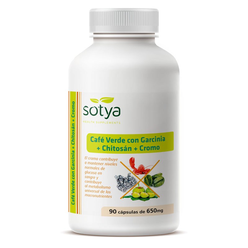 Cafe verde, garcinia, chitosan y cromo 650mg 90 capsulas Sotya