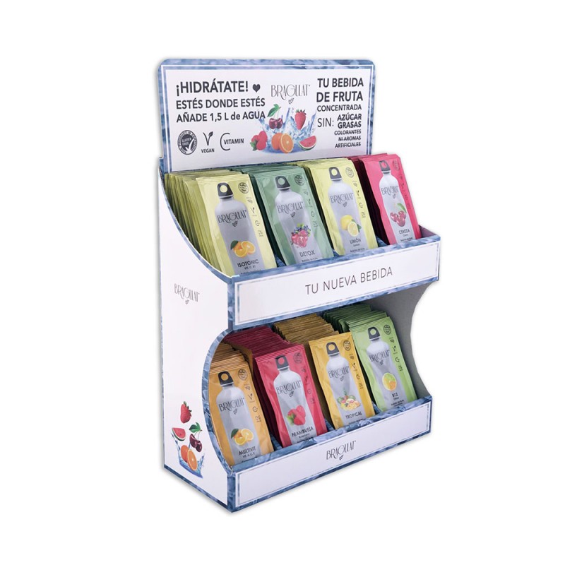 Carton expositor bebidas solubles 8 referencias Bragulat