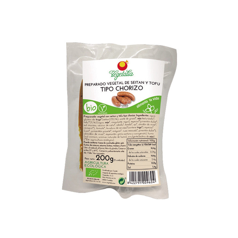 Chorizo vegetal Tofu y Seitan Bio 200g Vegetalia