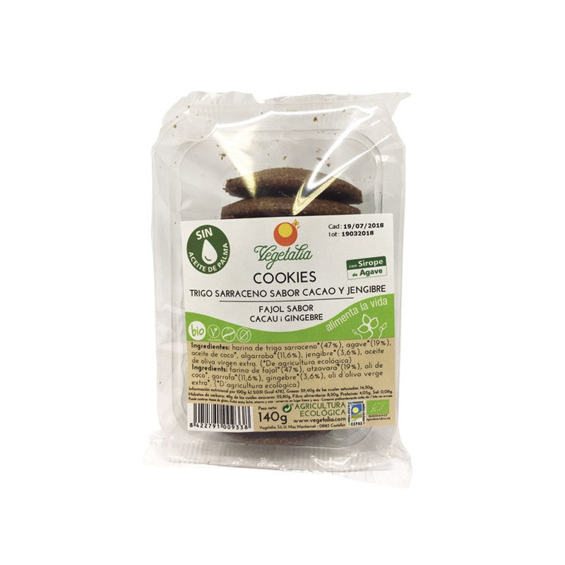 Cookies sarraceno, algarroba, jengibre Bio 140g Vegetalia