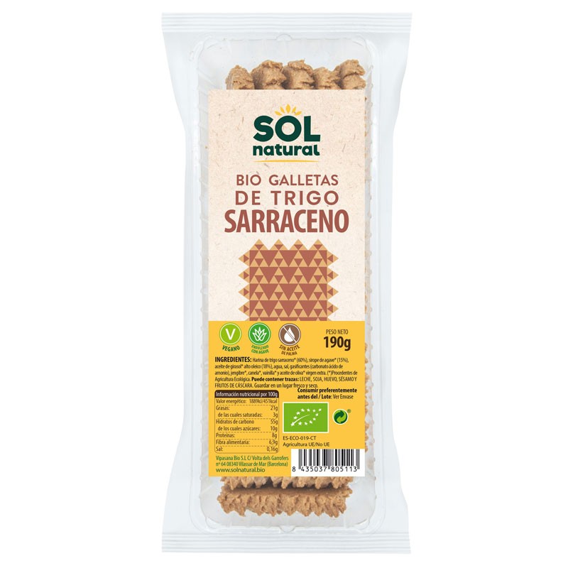 Galletas de trigo sarraceno bio 190g Sol Natural