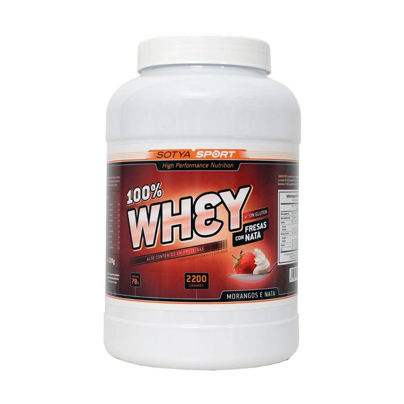 Proteina whey de suero de leche fresas con nata 2200g Sotya