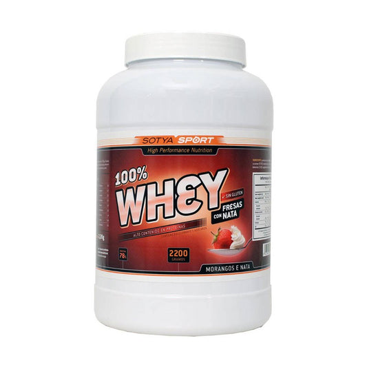 Proteina whey de suero de leche fresas con nata 2200g Sotya