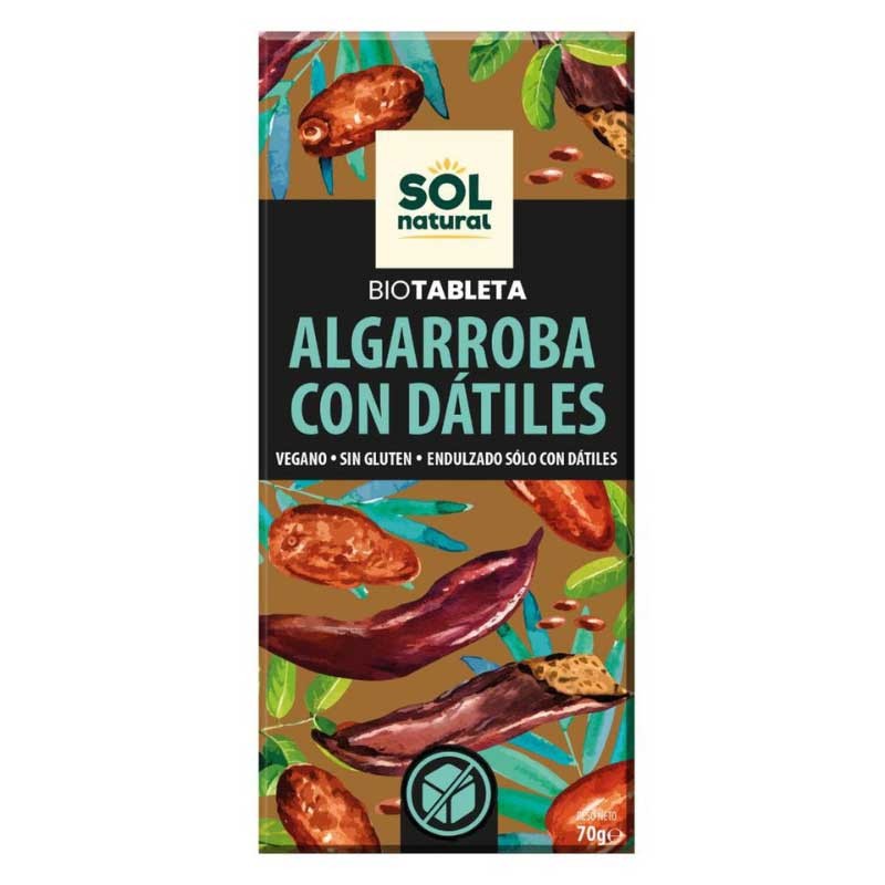 Tableta de algarroba con datiles bio 70g Sol Natural