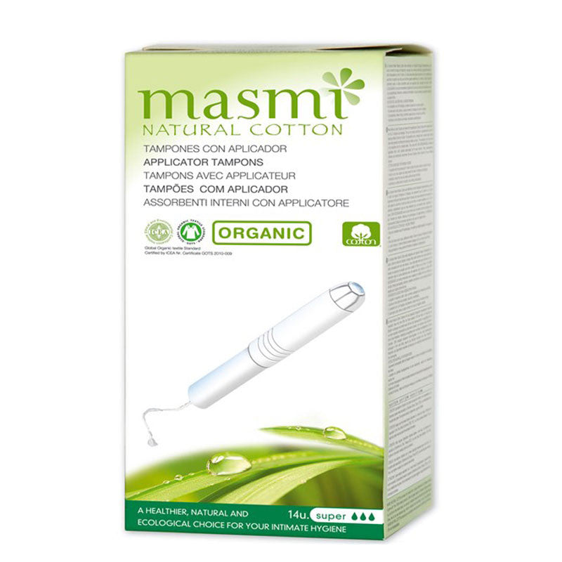 Tampon de algodon super con aplicador bio 14ud Masmi