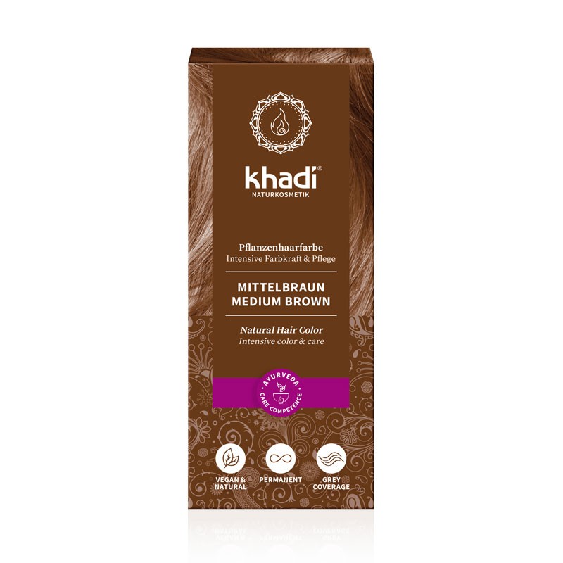 Tinte herbal Castaño Medio 100g Khadi