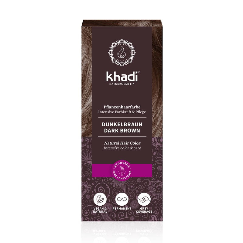 Tinte herbal Castaño Oscuro 100g Khadi