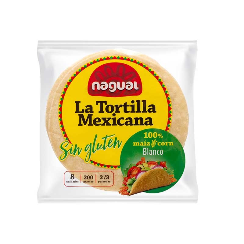 Tortilla maiz blanco sin gluten 200g Nagual