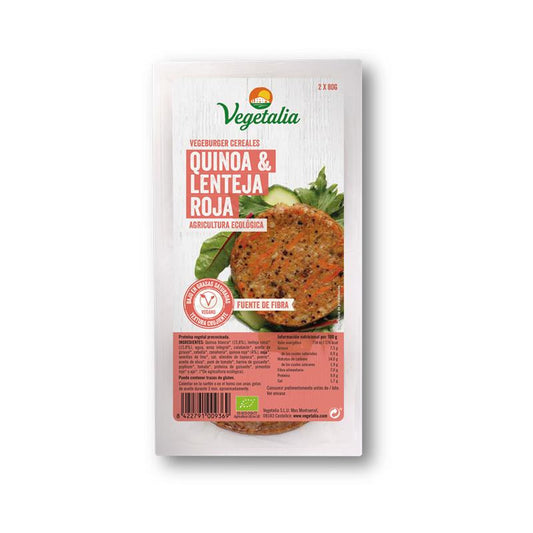 Vegeburguer de quinoa y lenteja roja bio 160g Vegetalia