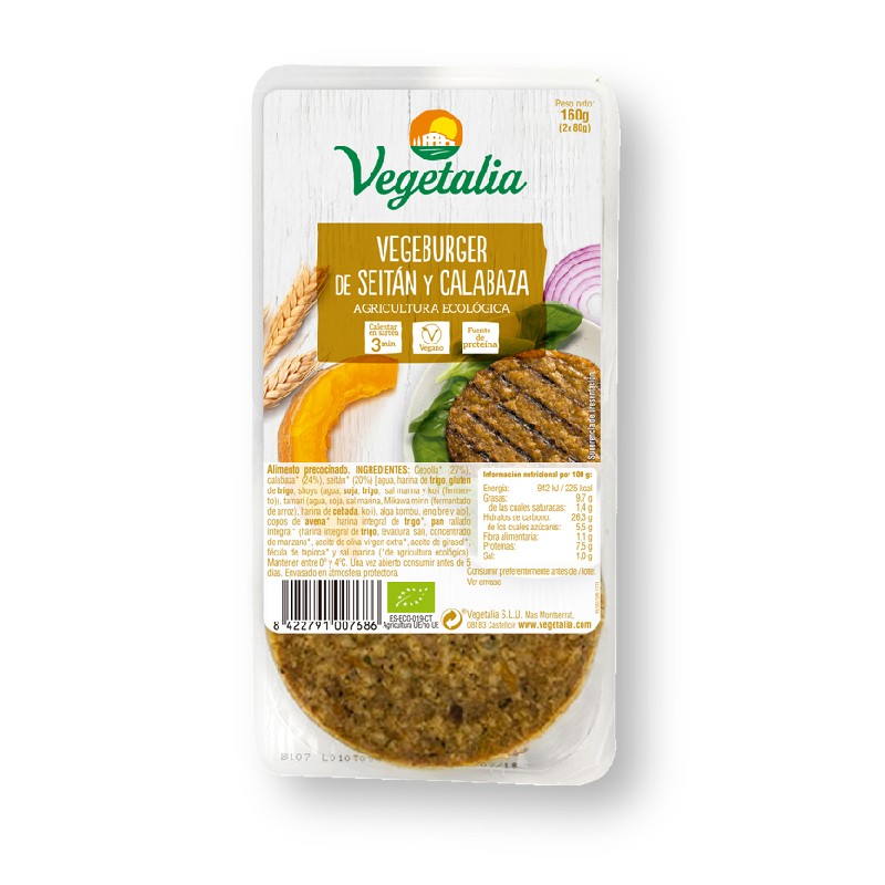 Vegeburguer de seitan y calabaza bio 160g Vegetalia