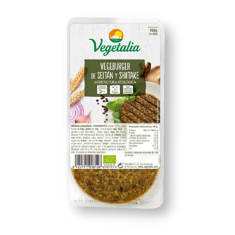 Vegeburguer de seitan y shiitake bio 160g Vegetalia