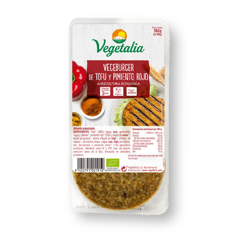 Vegeburguer de tofu y pimiento bio 160g Vegetalia